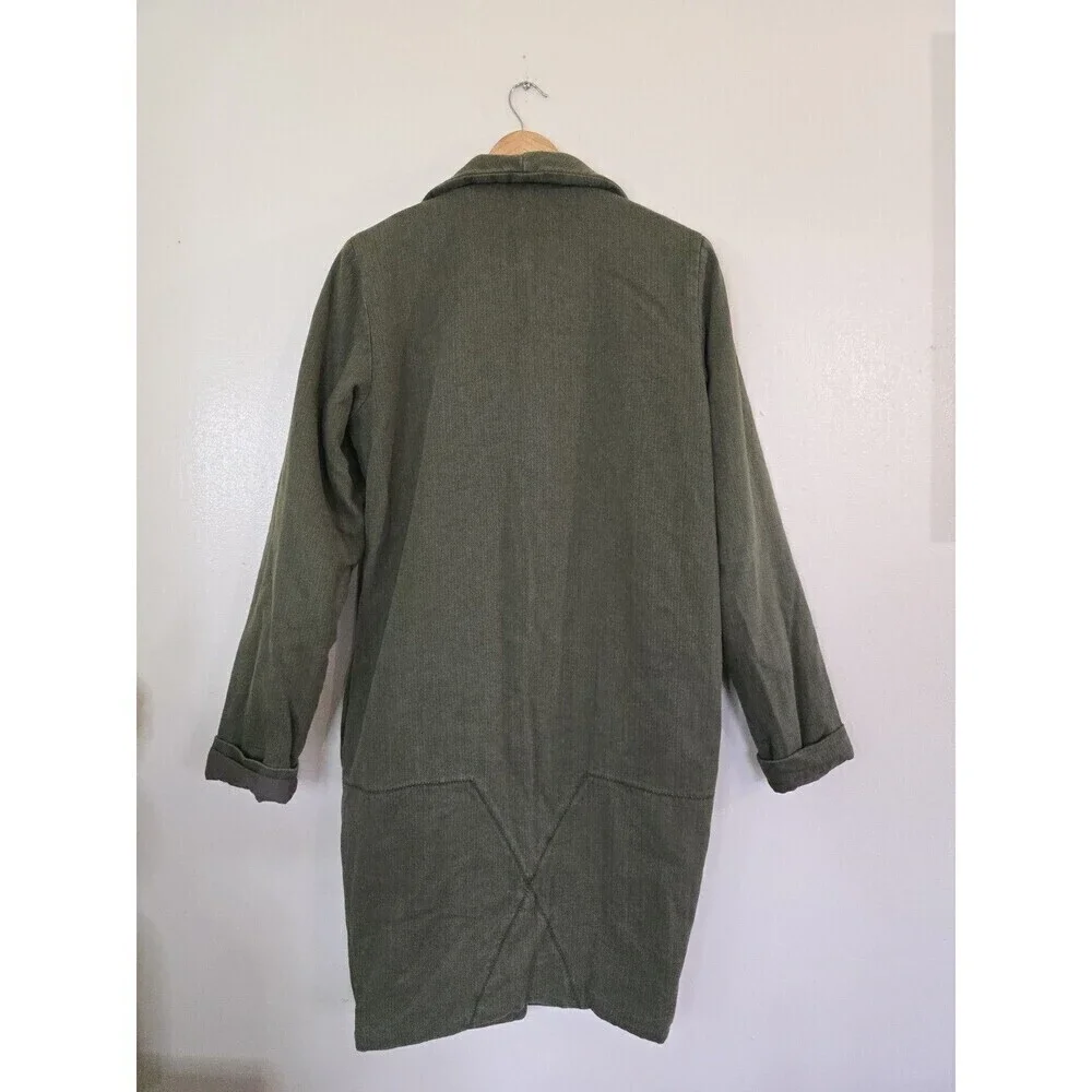 One Teaspoon Chapman Sailor Coat Womens Small Olive Green Oversized Long Duster